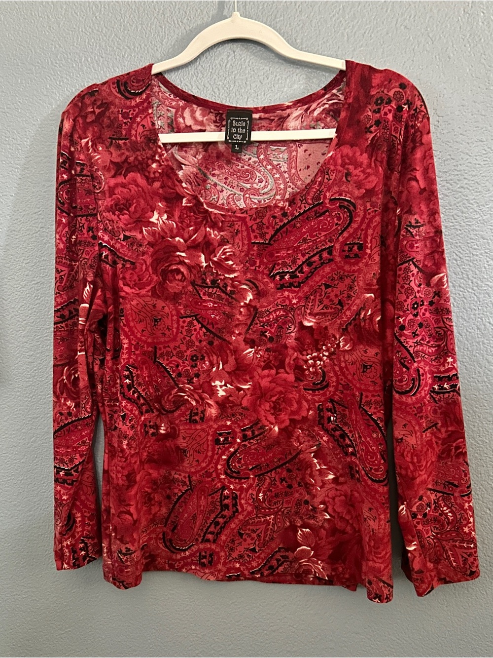 Suzie in the City Red Paisley & Floral Long-Sleeve Top